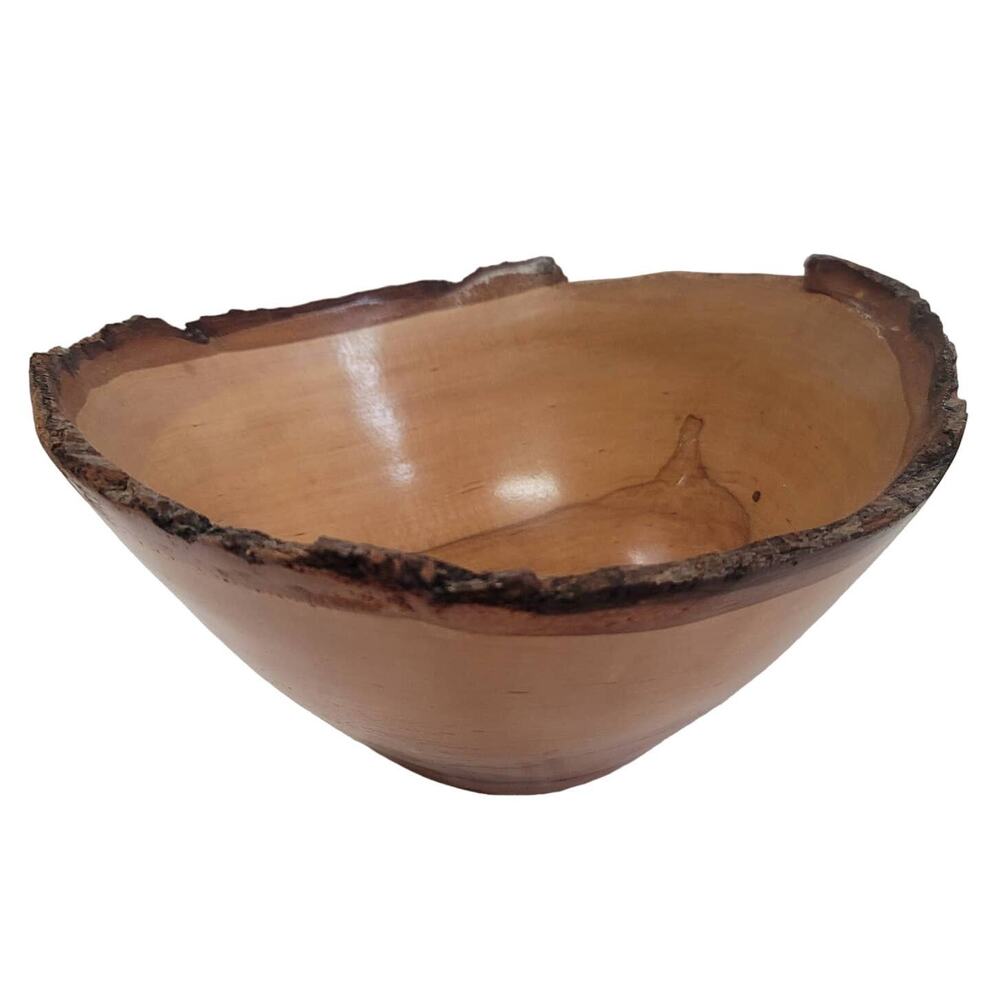Handmade Freeform Live edge wood handturned large bowl lip on base 10.5" x 10"